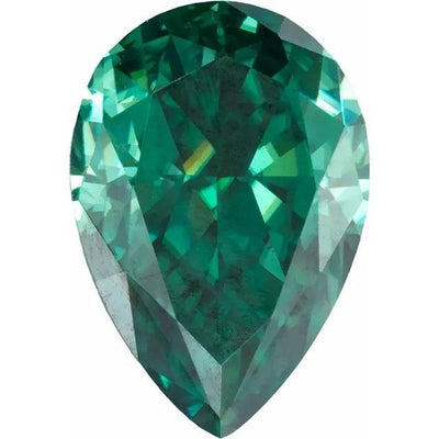 Pear Diamond Faceted FAB Green Moissanite Loose Stone-FIRE & BRILLIANCE