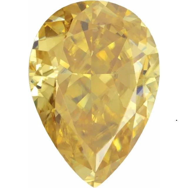 Pear Diamond Faceted FAB Yellow Moissanite Loose Stone-FIRE & BRILLIANCE