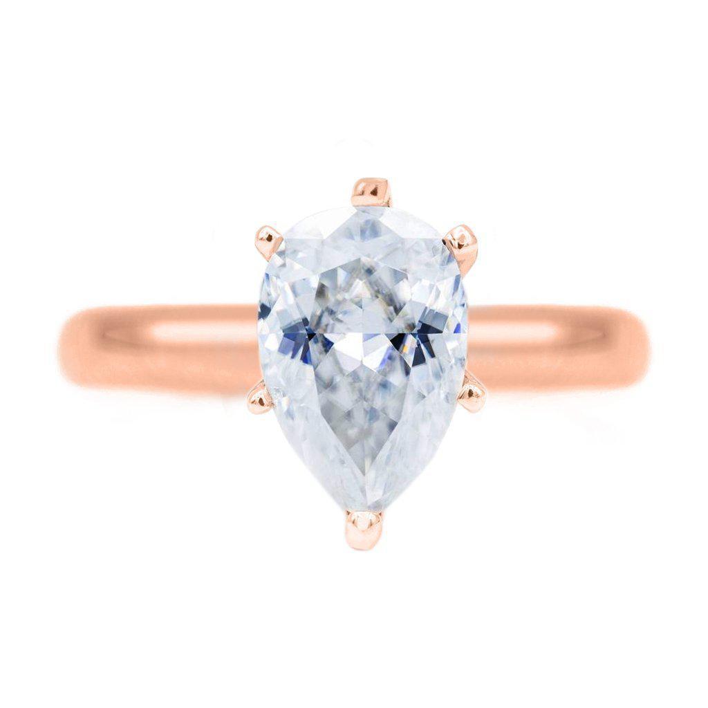 Pear First Crush FAB Moissanite 6 Prongs FANCY Solitaire Ring-Solitaire Ring-Fire & Brilliance ®