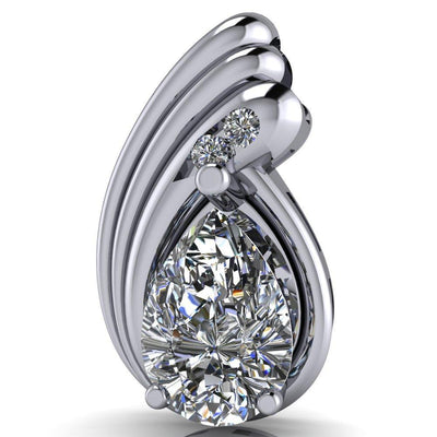 Pear Moissanite 3 Prong Diamond Accent Pendant-Pendants-Fire & Brilliance ®
