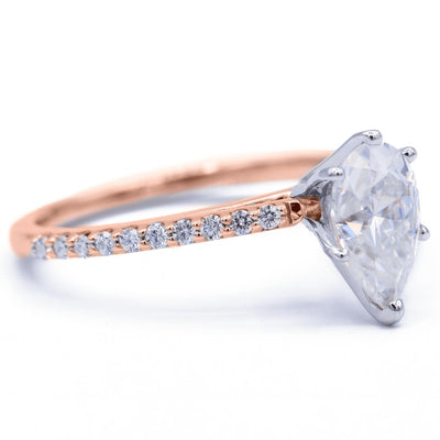 Pear Moissanite 6 Prongs Diamond Accent Ice Cathedral Solitaire Ring-Solitaire Ring-Fire & Brilliance ®