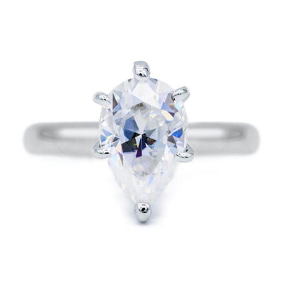 Pear Moissanite 6 Prongs FANCY Solitaire Ring-Solitaire Ring-Fire & Brilliance ®