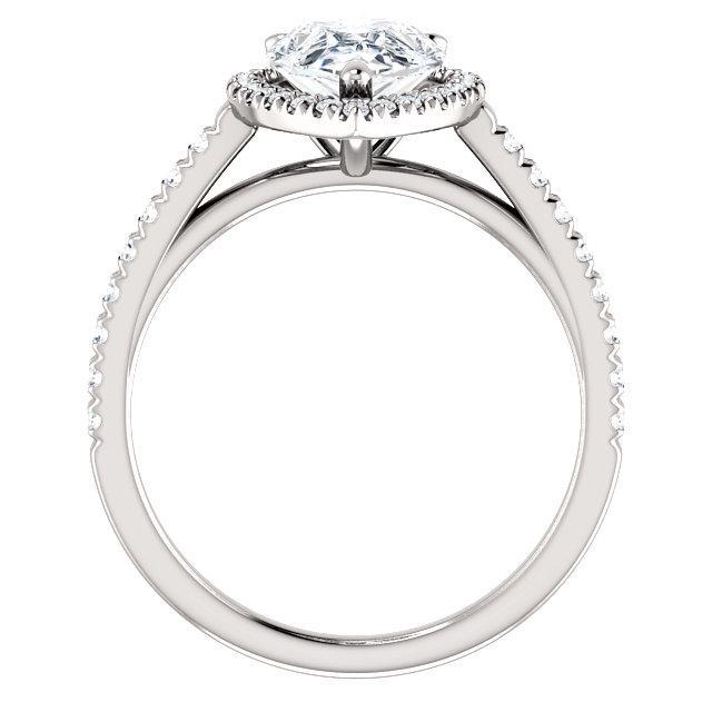 Pear Moissanite Diamond Accent Ice Halo Cathedral Ring-Custom-Made Jewelry-Fire & Brilliance ®