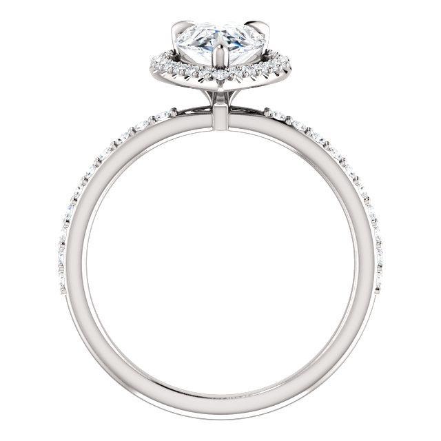 Pear Moissanite Diamond Accent Ice Halo Ring-Custom-Made Jewelry-Fire & Brilliance ®