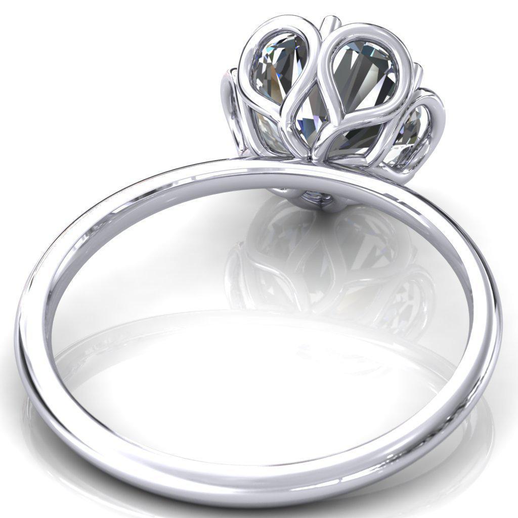 Peony Round Moissanite Fanning Flower Engagement Ring-Custom-Made Jewelry-Fire & Brilliance ®
