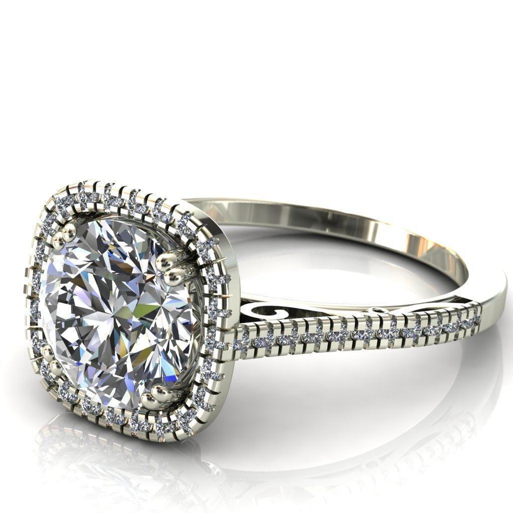 Persis Round Moissanite Micro Pave Halo Engagement Ring-Custom-Made Jewelry-Fire & Brilliance ®