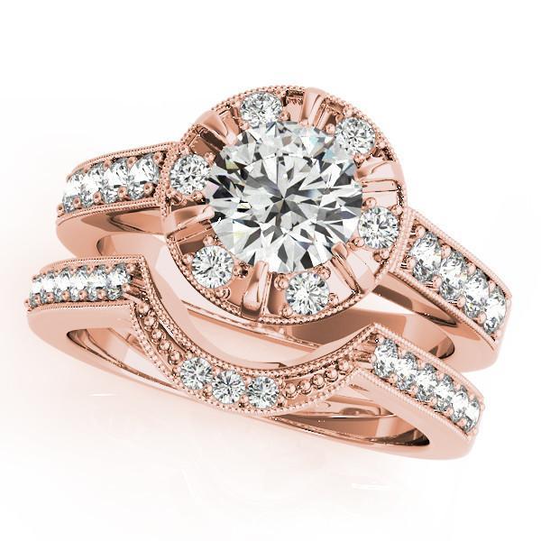 Petrina Round Moissanite Diamond 6 Prong Halo with Milgrain Engagement Ring-Custom-Made Jewelry-Fire & Brilliance ®