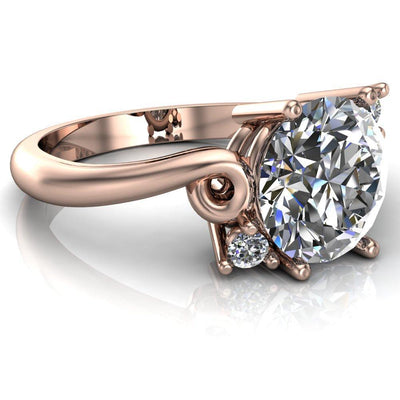 Peyton Round Moissanite 4 Prong Shoulder Setting Ring-Custom-Made Jewelry-Fire & Brilliance ®