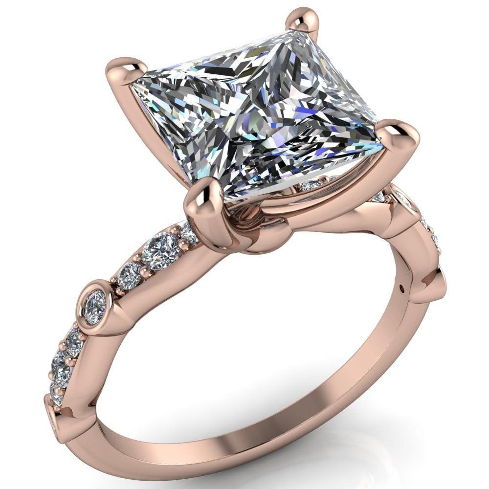 Pfeiffer Princess/Square Diamond Side 4 Prong Ring-Custom-Made Jewelry-Fire & Brilliance ®