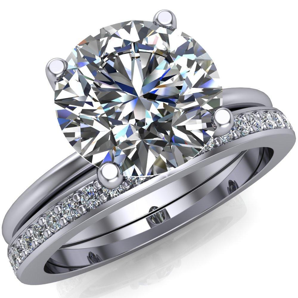 Phoebe Round Moissanite Classic 4 V Prongs Solitaire Ring-Custom-Made Jewelry-Fire & Brilliance ®