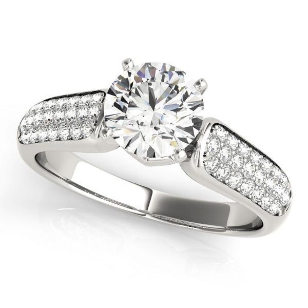 Piper Round Moissanite Triple Diamond Channel Set Two-Tone Engagement Ring-Custom-Made Jewelry-Fire & Brilliance ®