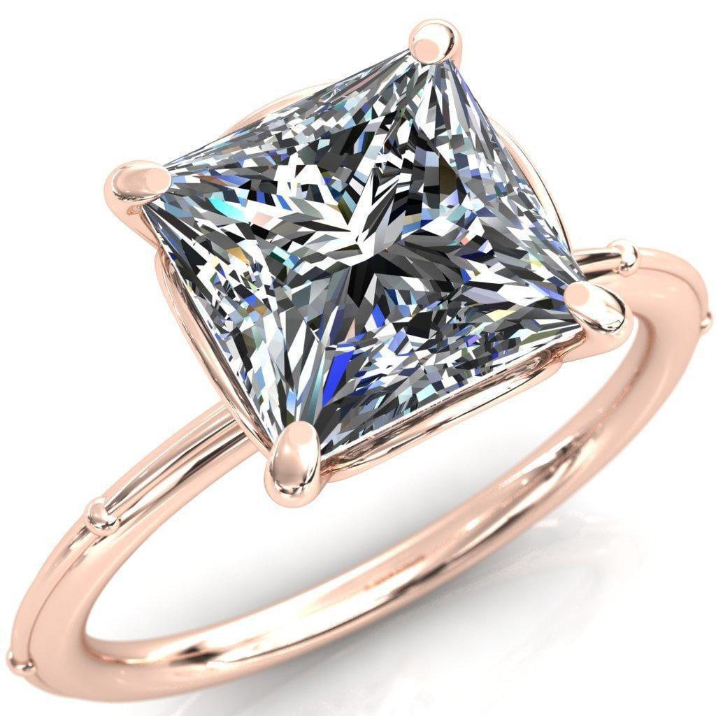 Plush Princess/Square Moissanite Single Arch Plum Engagement Ring-Custom-Made Jewelry-Fire & Brilliance ®
