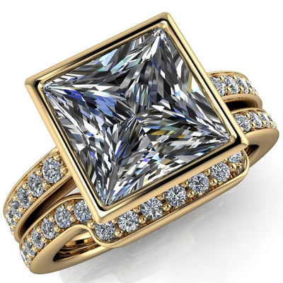 Poinsetta Princess/Square Full Bezel Diamond Channel Ring-Custom-Made Jewelry-Fire & Brilliance ®
