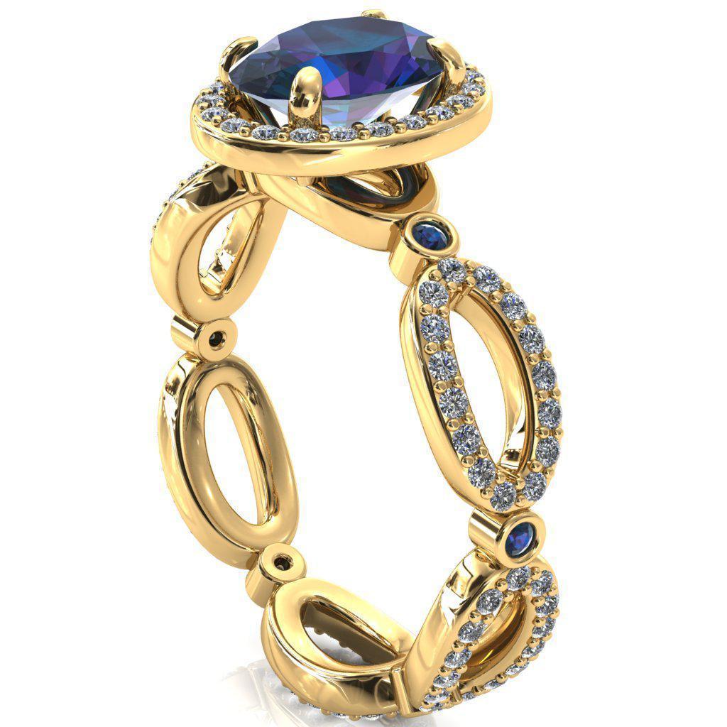 Polaris Oval Alexandrite Diamond Halo Full Eternity Alexandrite Bezel Diamond Accent Ring-Custom-Made Jewelry-Fire & Brilliance ®