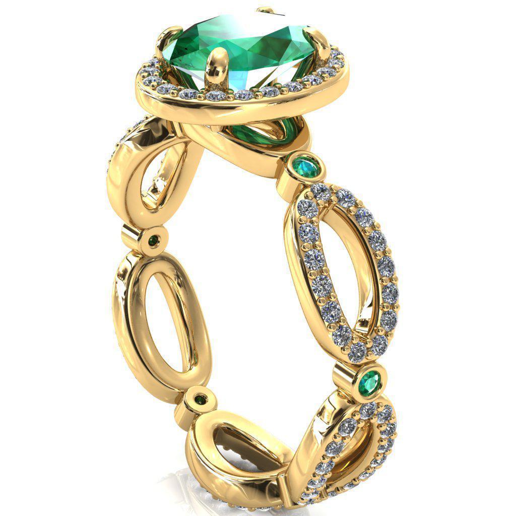 Polaris Oval Emerald Diamond Halo Full Eternity Emerald Bezel Diamond Accent Ring-Custom-Made Jewelry-Fire & Brilliance ®