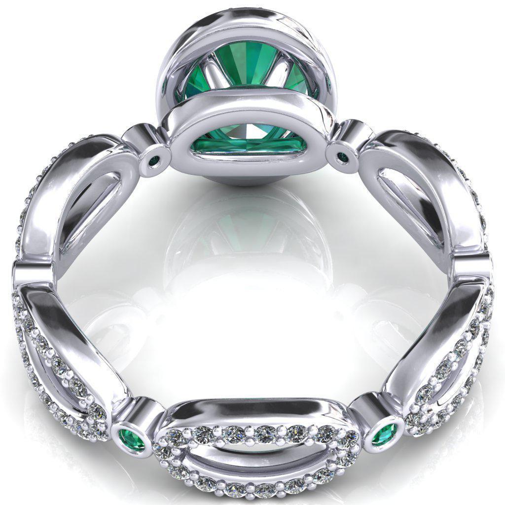 Polaris Oval Emerald Diamond Halo Full Eternity Emerald Bezel Diamond Accent Ring-Custom-Made Jewelry-Fire & Brilliance ®