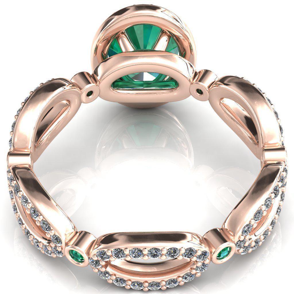 Polaris Oval Emerald Diamond Halo Full Eternity Emerald Bezel Diamond Accent Ring-Custom-Made Jewelry-Fire & Brilliance ®