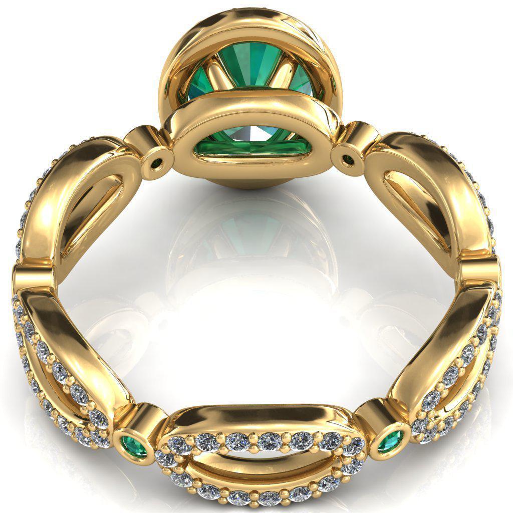 Polaris Oval Emerald Diamond Halo Full Eternity Emerald Bezel Diamond Accent Ring-Custom-Made Jewelry-Fire & Brilliance ®