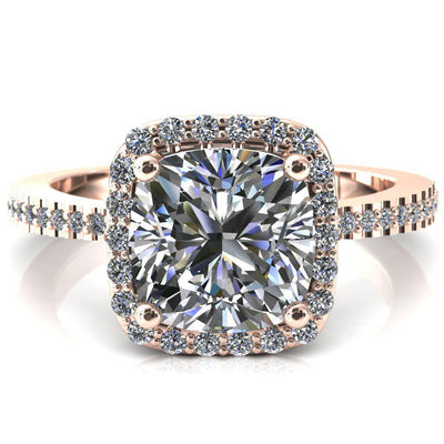 Poloma Cushion Moissanite Diamond Halo Antique Floral Basket Ring-Custom-Made Jewelry-Fire & Brilliance ®