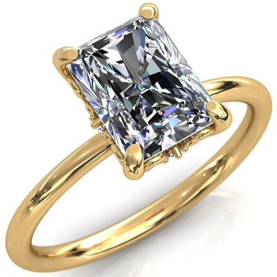 Poltimore Radiant Moissanite Smoke Cape Scrolls Engagement Ring-Custom-Made Jewelry-Fire & Brilliance ®