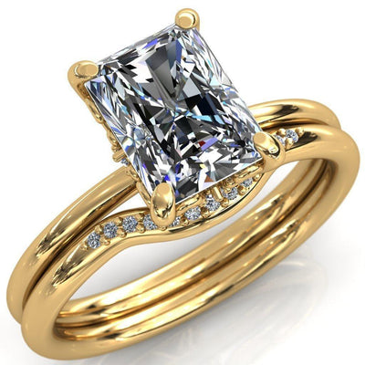 Poltimore Radiant Moissanite Smoke Cape Scrolls Engagement Ring-Custom-Made Jewelry-Fire & Brilliance ®