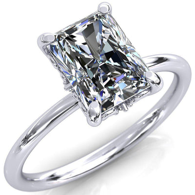 Poltimore Radiant Moissanite Smoke Cape Scrolls Engagement Ring-Custom-Made Jewelry-Fire & Brilliance ®