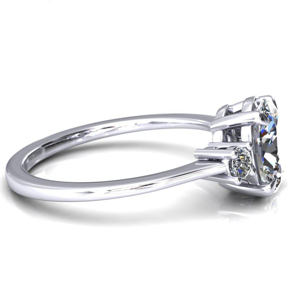 Poppy Oval Moissanite 4 Claw Prong 2 Rail Basket Round Sidestones Inverted Cathedral Engagement Ring-FIRE & BRILLIANCE