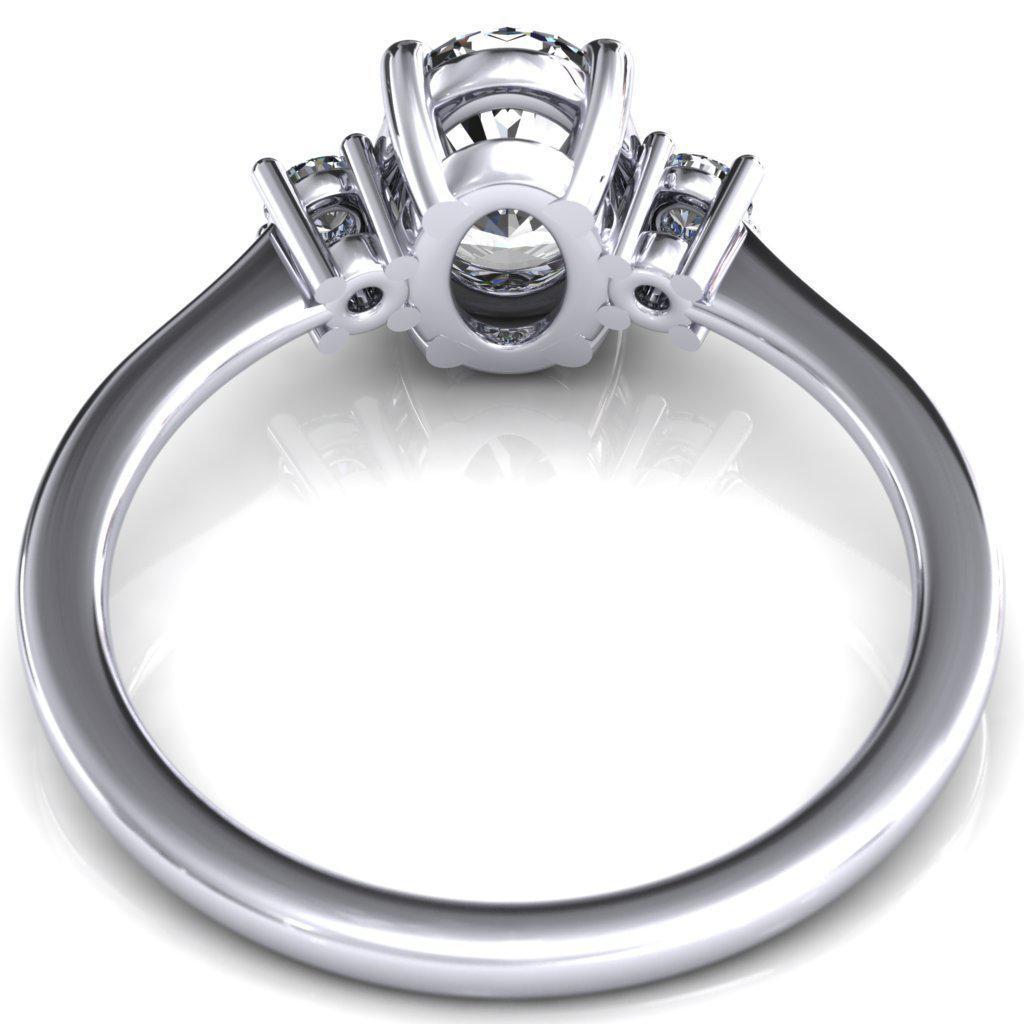 Poppy Oval Moissanite 4 Claw Prong 2 Rail Basket Round Sidestones Inverted Cathedral Engagement Ring-FIRE & BRILLIANCE