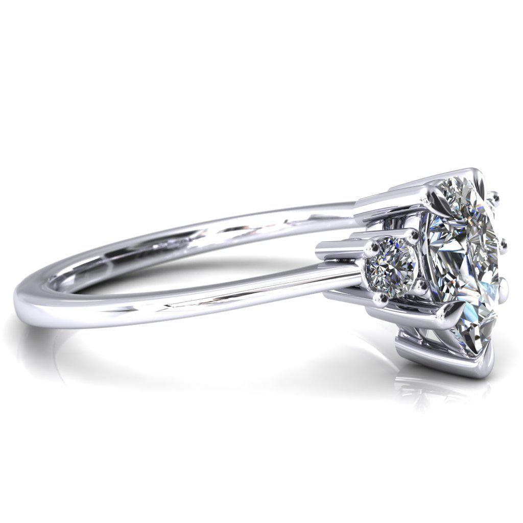 Poppy Pear Moissanite 4 Claw Prong 2 Rail Basket Round Sidestones Inverted Cathedral Engagement Ring-FIRE & BRILLIANCE