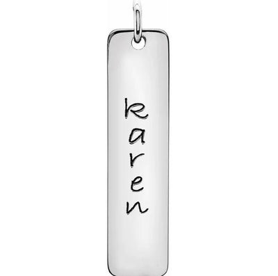 Posh Mommy Engravable Tall Tag Pendant-FIRE & BRILLIANCE