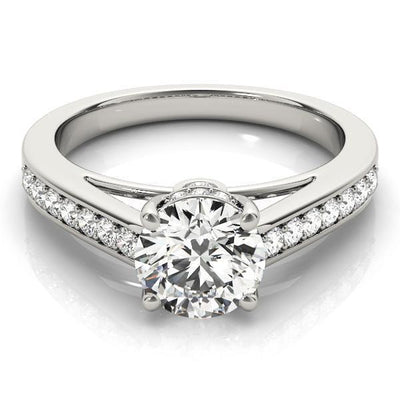 Presley Round Moissanite Diamond Channel Cathedral Ring-Custom-Made Jewelry-Fire & Brilliance ®
