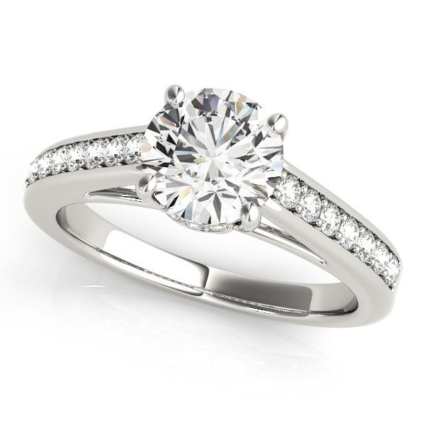 Presley Round Moissanite Diamond Channel Cathedral Ring-Custom-Made Jewelry-Fire & Brilliance ®