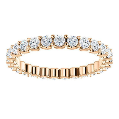 Prestine Diamond or Moissanite Full Eternity "U-Shaped" Scalloped Double Shared Prong Band-Wedding and Anniversary Bands-Fire & Brilliance ®