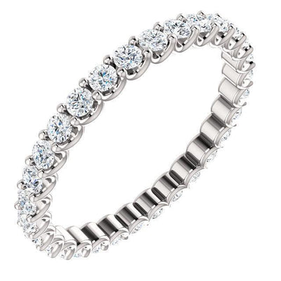 Prestine Diamond or Moissanite Full Eternity "U-Shaped" Scalloped Double Shared Prong Band-Wedding and Anniversary Bands-Fire & Brilliance ®