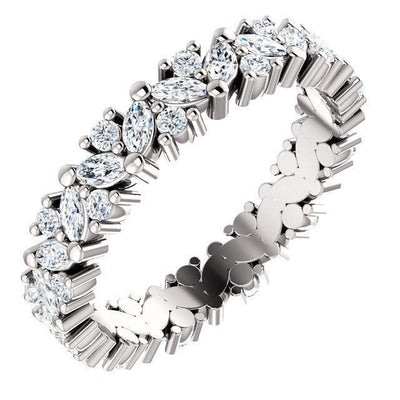Prestine Marquise & Round Diamond Full Eternity Infinity Band-Wedding and Anniversary Bands-Fire & Brilliance ®