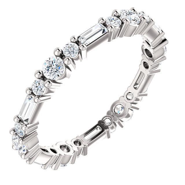 Prestine Straight Baguette & Round Diamond Full Eternity Band-Wedding and Anniversary Bands-Fire & Brilliance ®