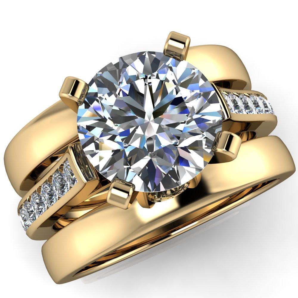 Prima Round Moissanite 4 Prong Diamond Channel Set Ring-Custom-Made Jewelry-Fire & Brilliance ®