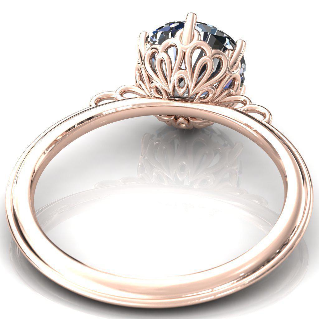 Princess Fairy Tale Round Center Stone Carriage Ring .950 Palladium