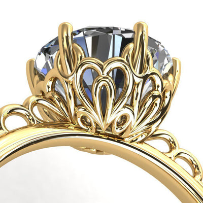 Princess Fairy Tale Round Moissanite Carriage Ring-Custom-Made Jewelry-Fire & Brilliance ®