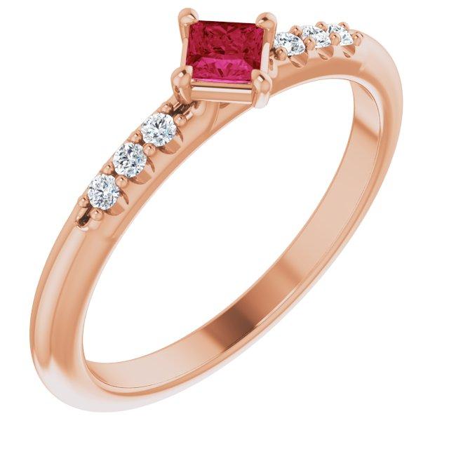 Princess Gemstone Lab-Grown Diamond Accent Stackable Ring-FIRE & BRILLIANCE