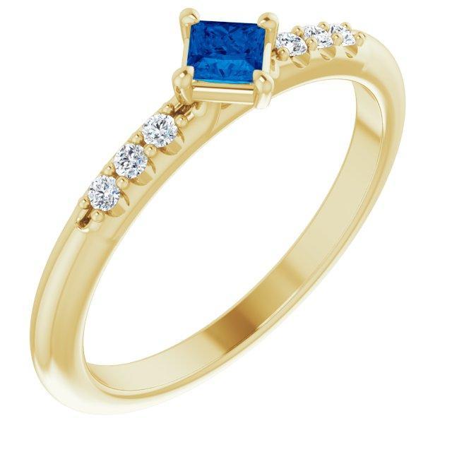 Princess Gemstone Lab-Grown Diamond Accent Stackable Ring-FIRE & BRILLIANCE