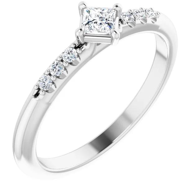 Princess Gemstone Lab-Grown Diamond Accent Stackable Ring-FIRE & BRILLIANCE