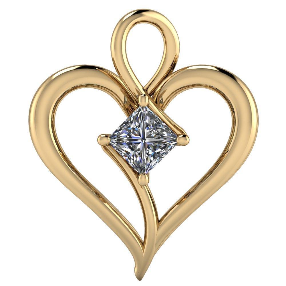 Princess/Square Moissanite 4 Prong Solitaire Heart Pendant-Pendants-Fire & Brilliance ®