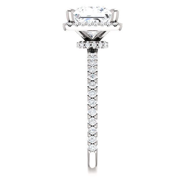 Princess/Square Moissanite Diamond Accent Ice Halo Collar Ring-Custom-Made Jewelry-Fire & Brilliance ®