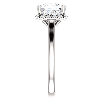 Princess/Square Moissanite Diamond Accent Ice Halo French-Set Ring-Custom-Made Jewelry-Fire & Brilliance ®