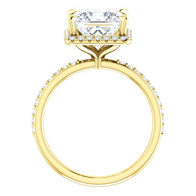 Princess/Square Moissanite Diamond Accent Ice Halo Ring-Custom-Made Jewelry-Fire & Brilliance ®