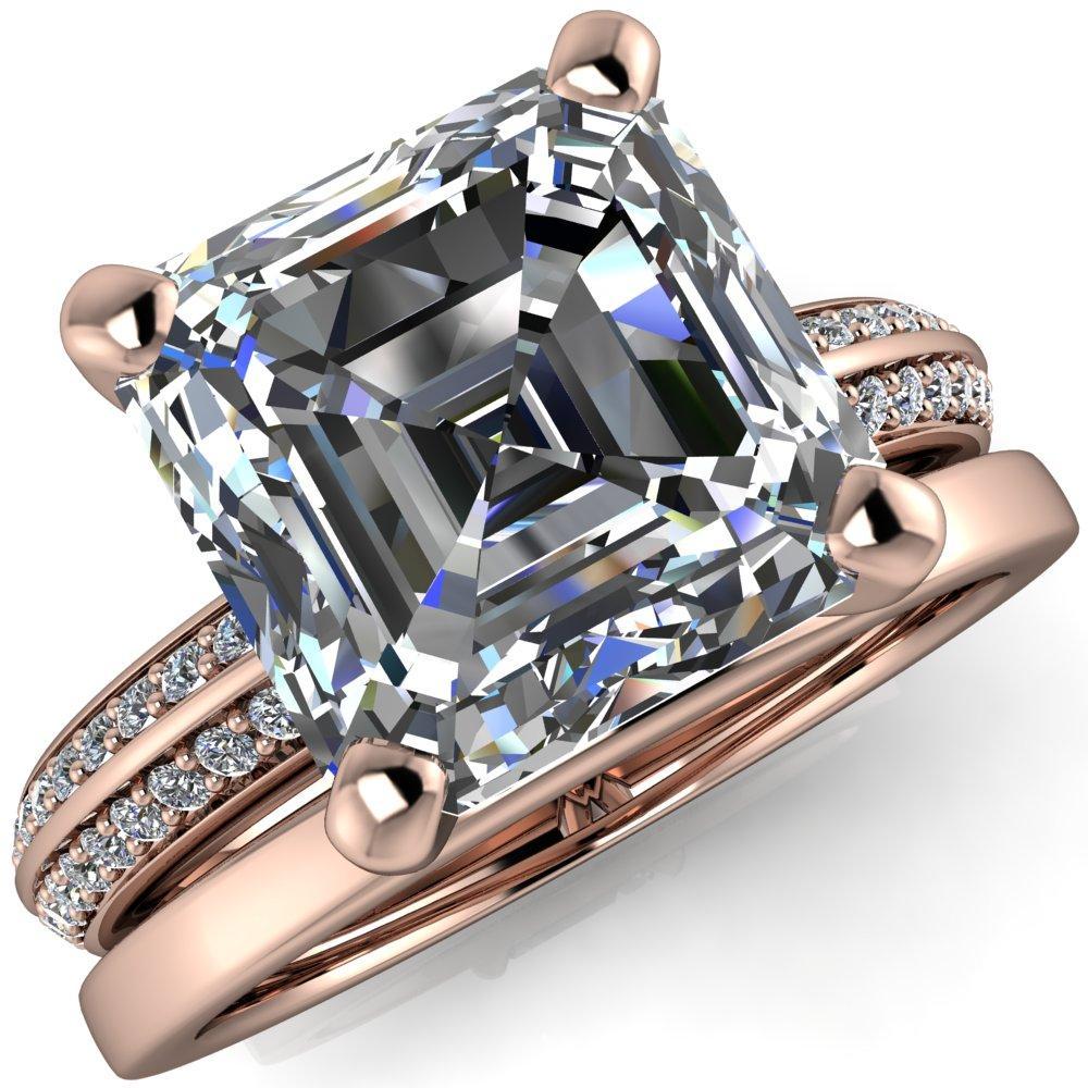 Priscilla Asscher Moissanite 4 Prong Double Channel Shank Engagement Ring-Custom-Made Jewelry-Fire & Brilliance ®