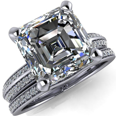 Priscilla Asscher Moissanite 4 Prong Double Channel Shank Engagement Ring-Custom-Made Jewelry-Fire & Brilliance ®