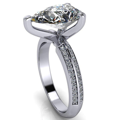 Priscilla Pear Moissanite 3 Prong Double Channel Shank Engagement Ring-Custom-Made Jewelry-Fire & Brilliance ®