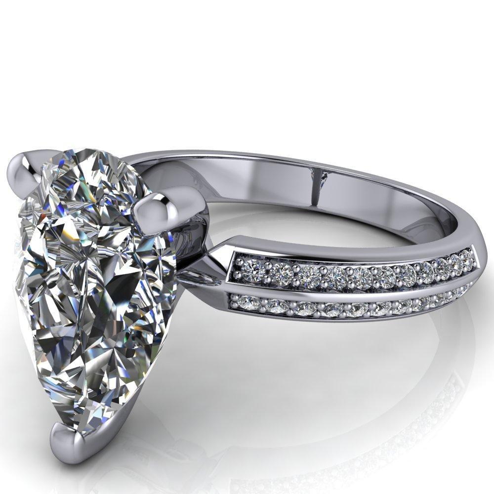 Priscilla Pear Moissanite 3 Prong Double Channel Shank Engagement Ring-Custom-Made Jewelry-Fire & Brilliance ®